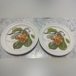 X 2 Portmeirion England Pomona Biggarreux Cherry Salad Plate EUC 8 5/8”